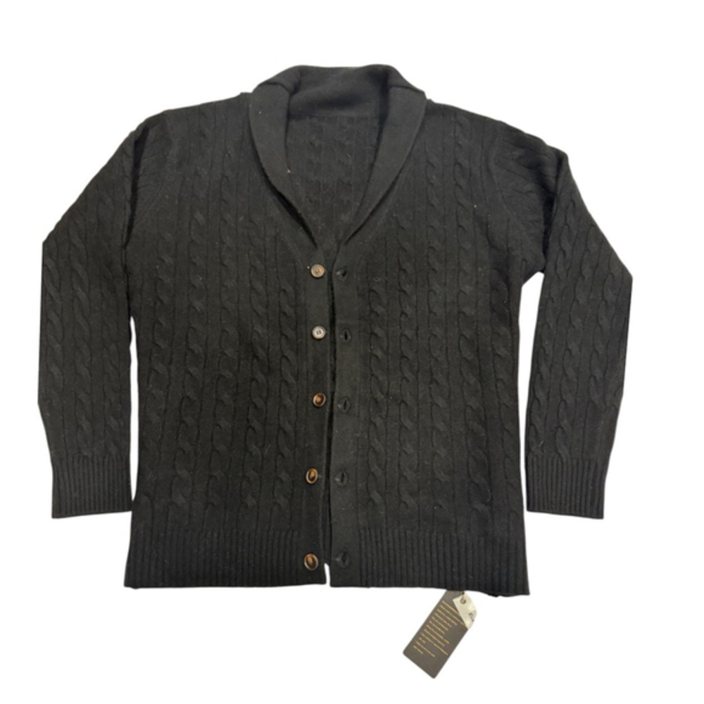 NWT MSRP $274 Mens Lapel Cable Knit Cashmere Cardigan M
